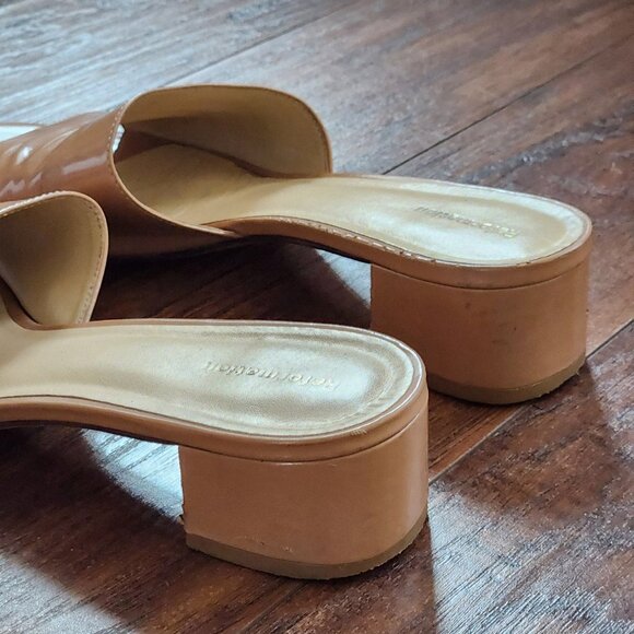 Reformation Mules Slide Size 9.5 Nude Patent Leather Open Toe Sandals Classic - Picture 5 of 10